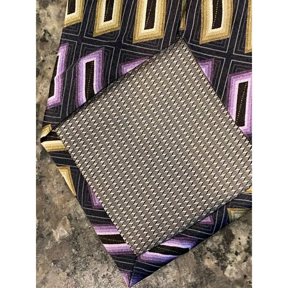 Alexander Julian Pure Silk Mens Tie Navy/Purple/Green Necktie NWOT‎ Classic VTG